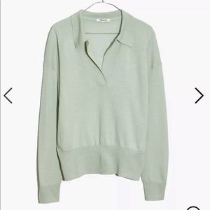 madewell collared polo sweater green